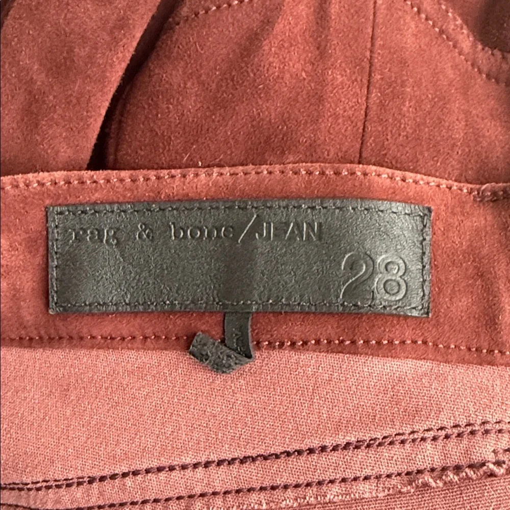 rag & bone Suede Leather Pants Port Burgundy Size 28 Skinny Lamb Suede Hybrid